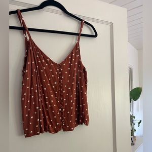 Madewell orange polka dot viscose tank
